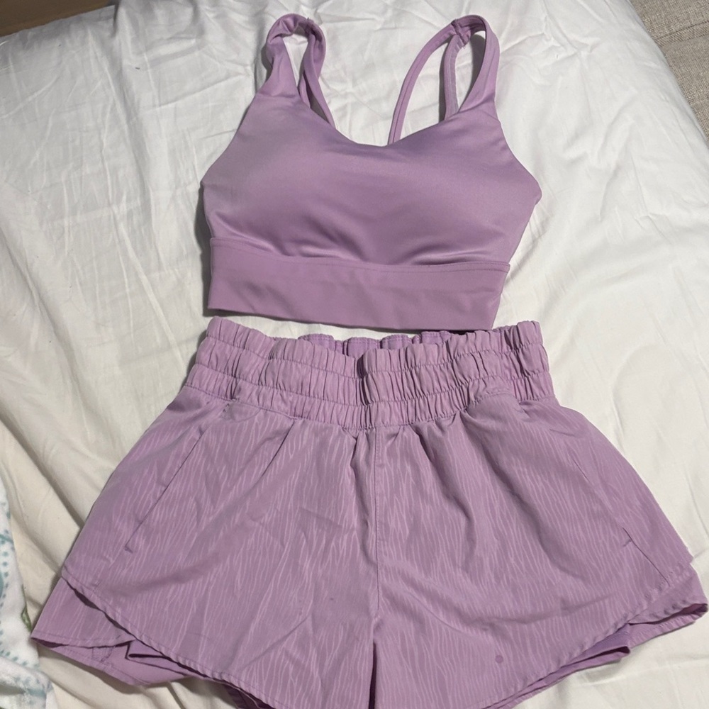 Avia Lavender Sports Bra and Shorts Set